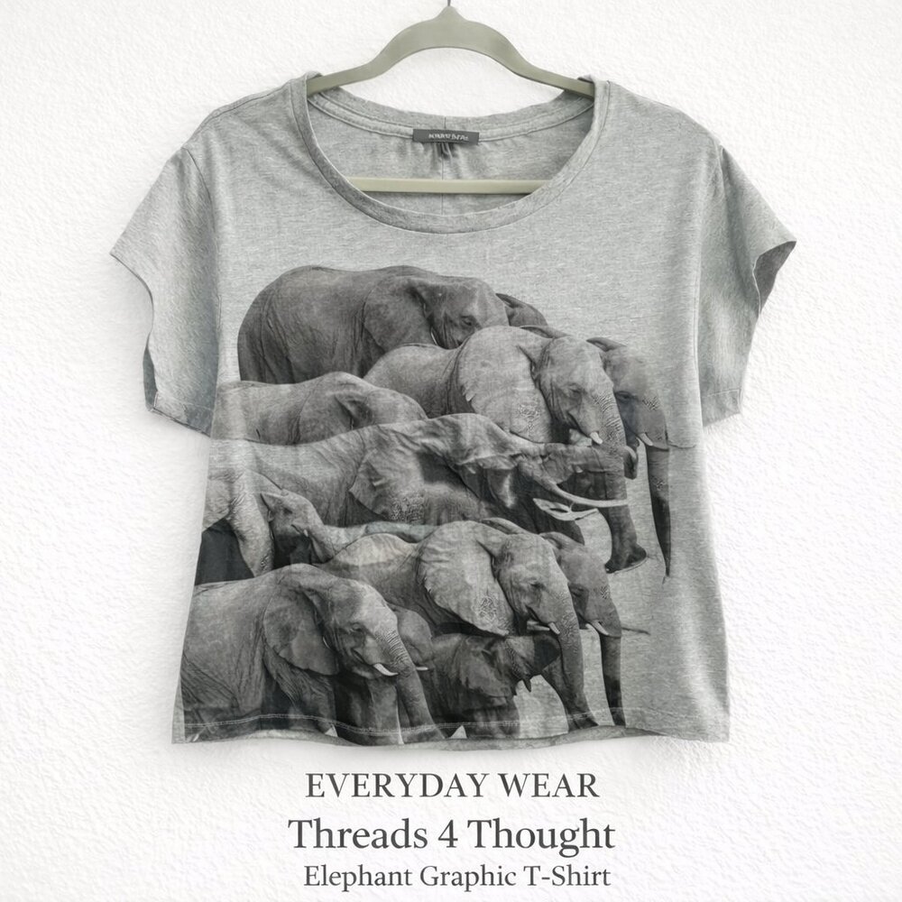 Threads 4 Thought Elephant Graphic Tee Gray Boxy Fit Small